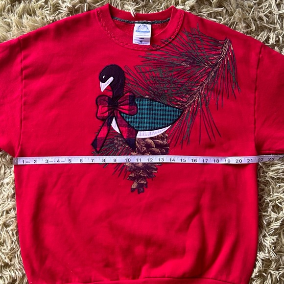 Vintage Red Holiday Patchwork Sweatshirt - Picture 10 of 11